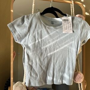 Brandy Melville eyelet heart baby blue shirt